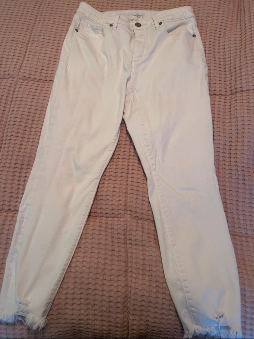 LOFT White Frayed Hem Jeans